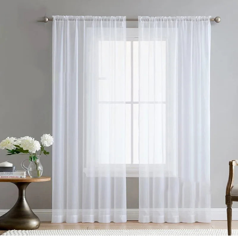 White Sheer Curtains For Living Room Window Voile Tulle IN USA.