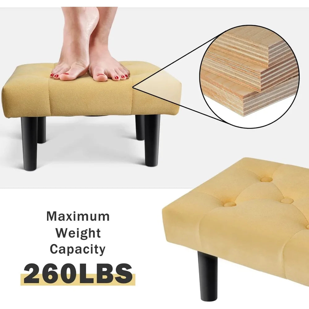 Footstool Ottoman,Velvet Wooden Foot Stool Ottoman IN USA.