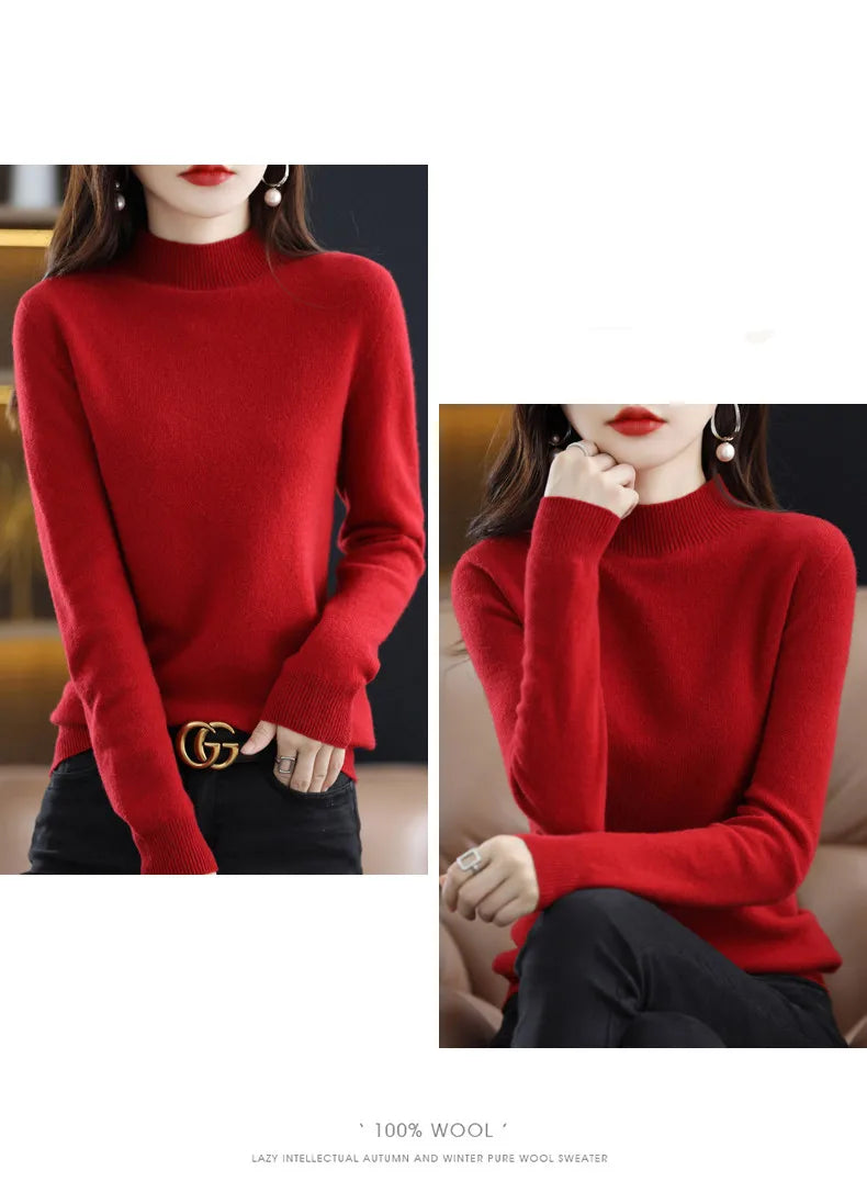 Pure Wool Half-neck Pullover In Autumn And Winter New Cashmere in USA