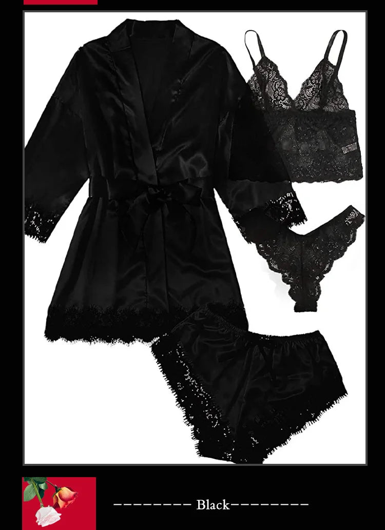 Woman Sleepwear Pajamas Ser Robe Sexy Lace in USA