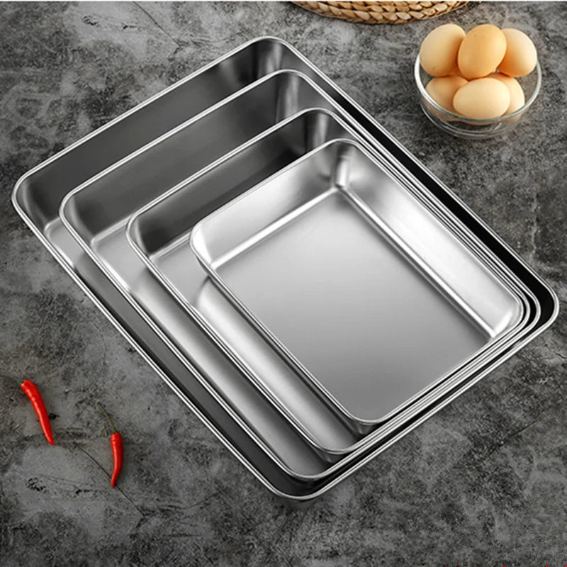 Thicken Stainless Steel Food Storage Tray Rectangular in USA.