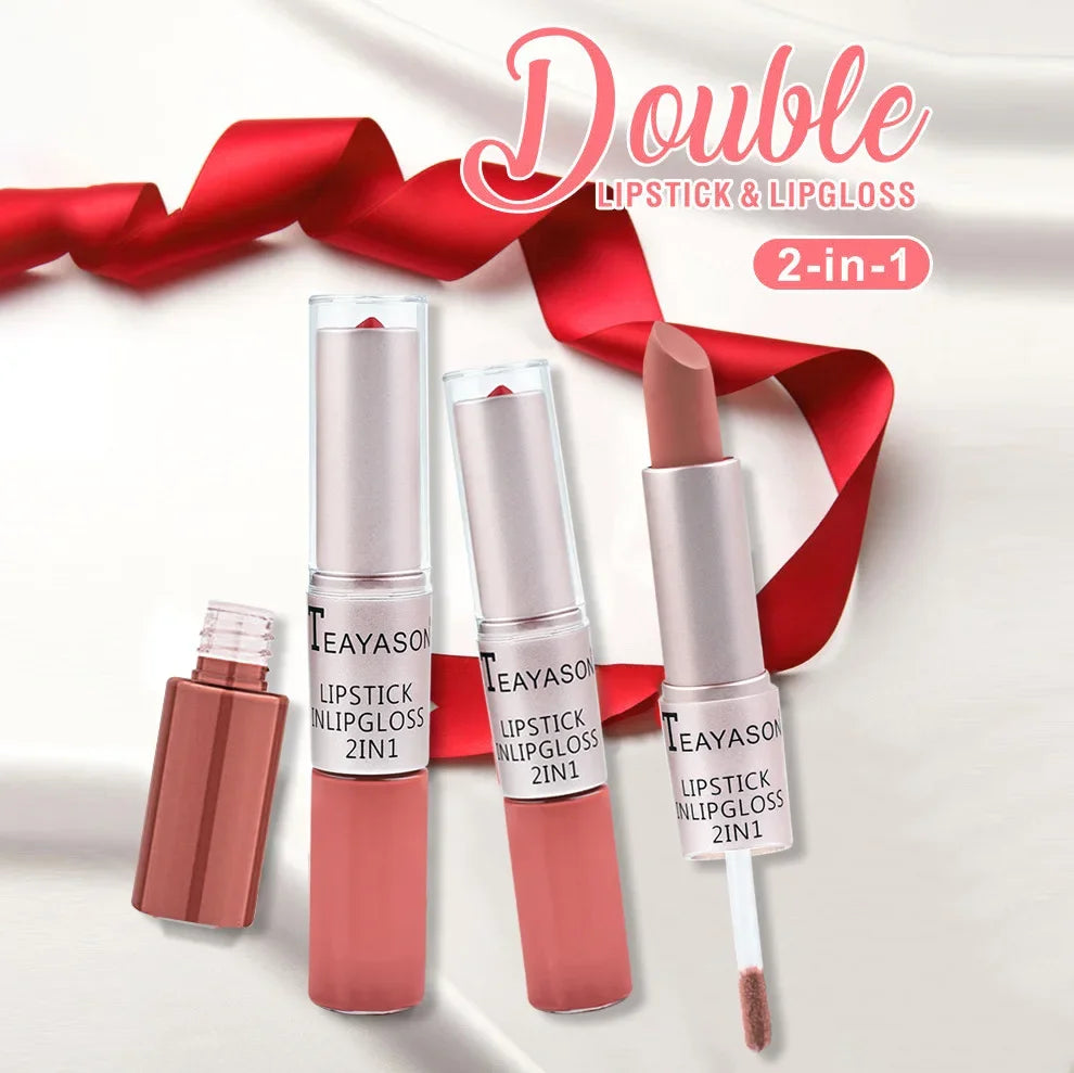 Double Head Lip Gloss Matte Velvet Sexy Red Tint Liquid Lipstick in USA