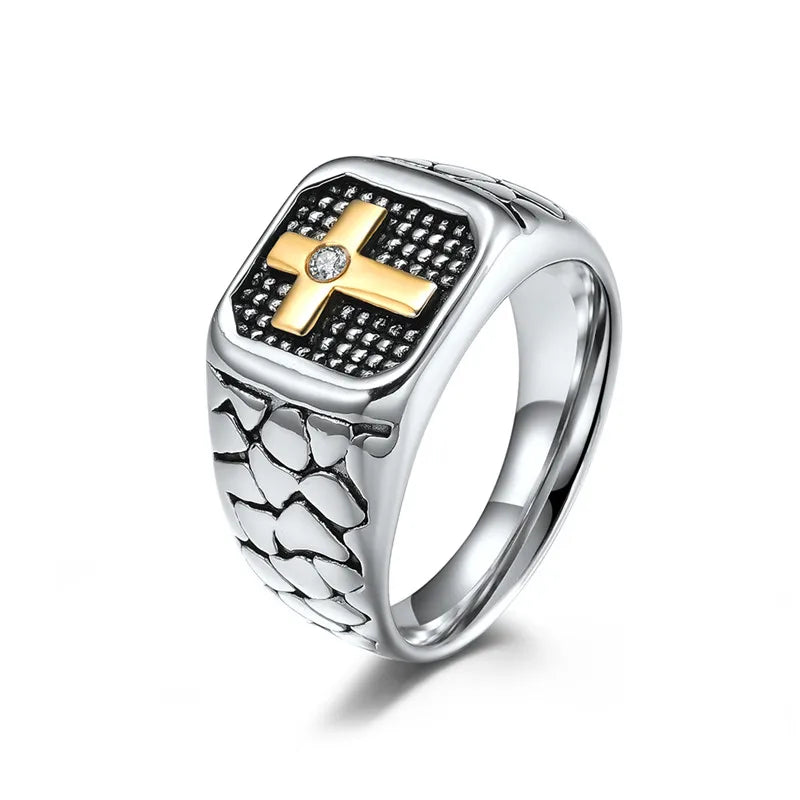 Cross Ring Men Titanium steel Crack Warrior Men's Jewelry in USA