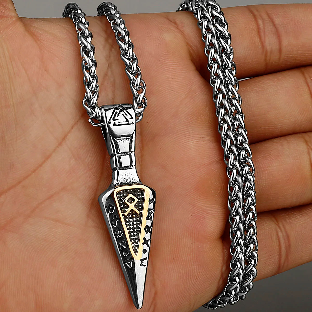 Stainless Steel Viking Axe Pendant Necklace Men's Celtic Valknut in USA