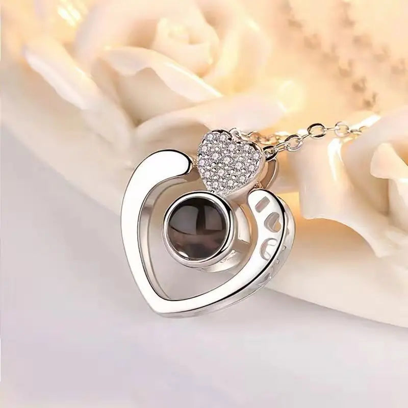 Love Heart Necklace I Love You Projection Pendant Jewelry in USA