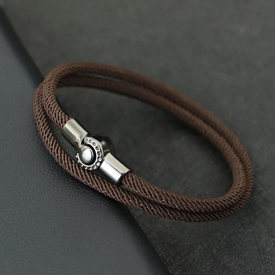 Simple Style Men Rope Bracelet Magnet Buckle Bilayer in USA