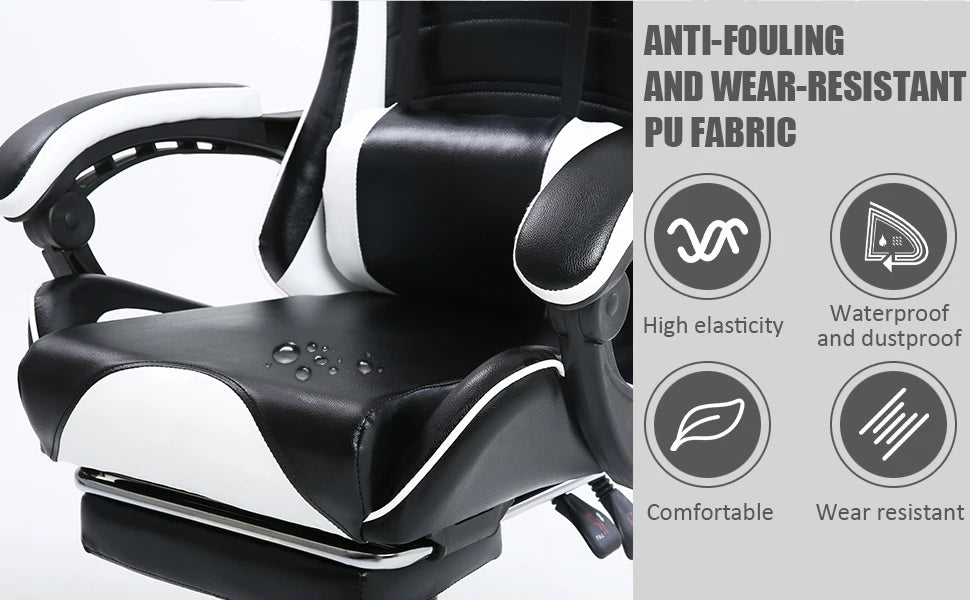 Ergonomic Gaming Chair with Footrest, PU Leather IN USA.