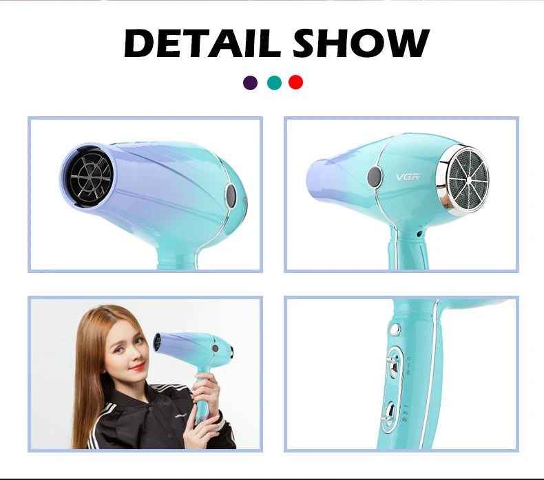 VGR Hair Dryer Professional Hair Dryer 2400W High Power Overheating Pr