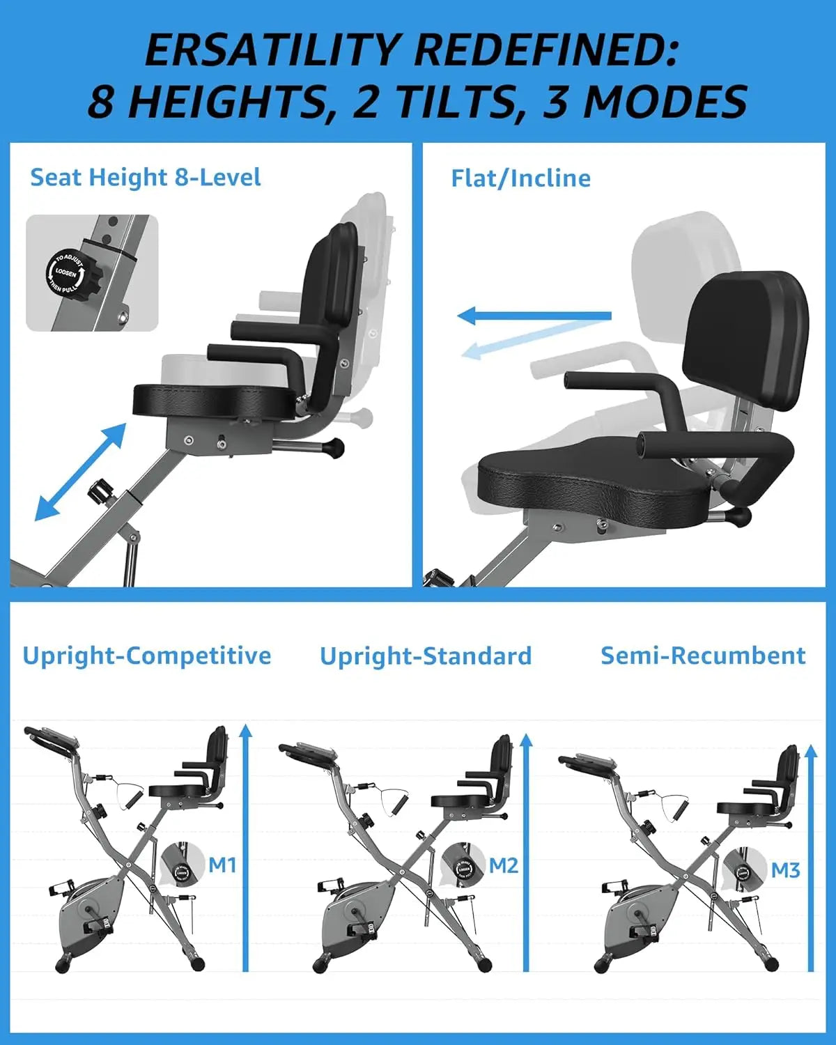 Exercise Bike Seniors, Foldable Stationary Bike Magnetic Resistance in USA