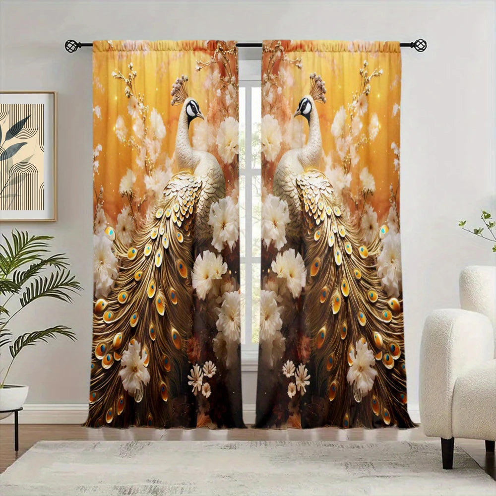 Luxury Style Peacock Printed Curtain Home Decor in USA