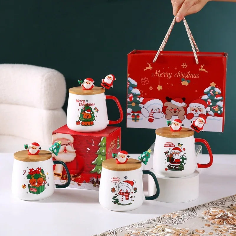 Cute Christmas gift mug lid spoon High appearance in USA