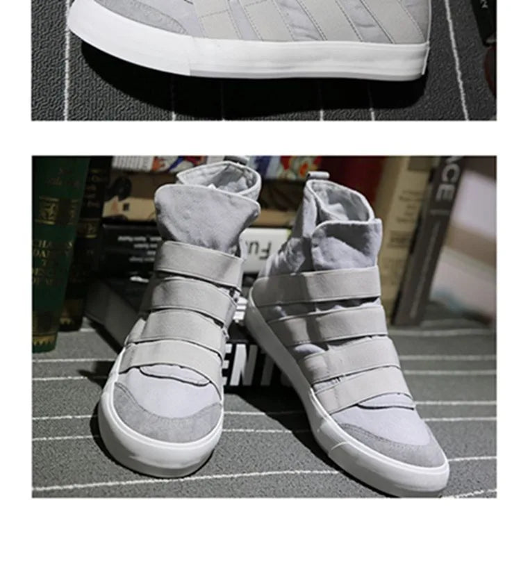 High Top Men Shoes Flats Slip On Casual Shoes Male Canvas in USA