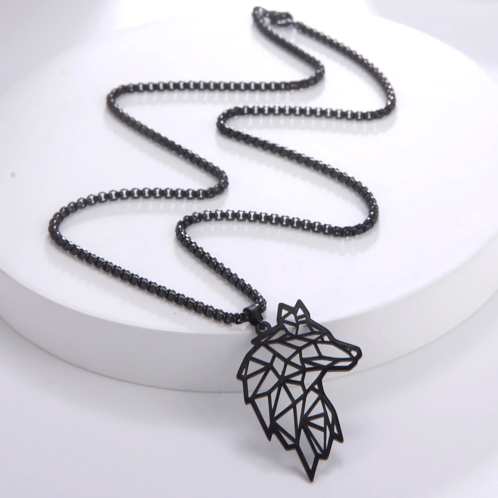 Unift Black Color Wolf Pendant Necklace Men Boy Stainless in USA