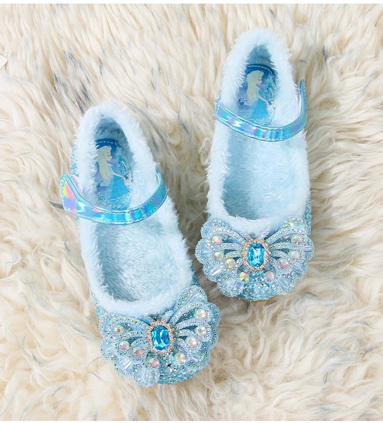 Rhinestone Frozen Elsa Princess Girl Shoes Flat in USA