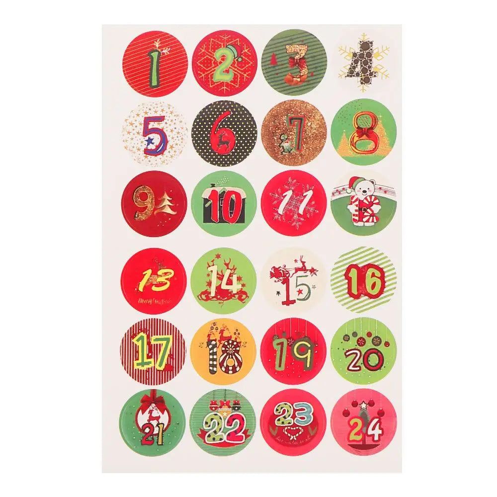 Christmas Gift Stickers Advent Calendar Number Paper