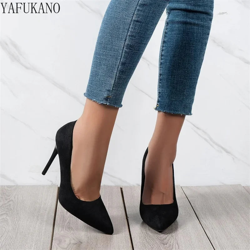 Suede Stiletto Heeled Point Toe Court Pumps Sexy Elegant Career Work S