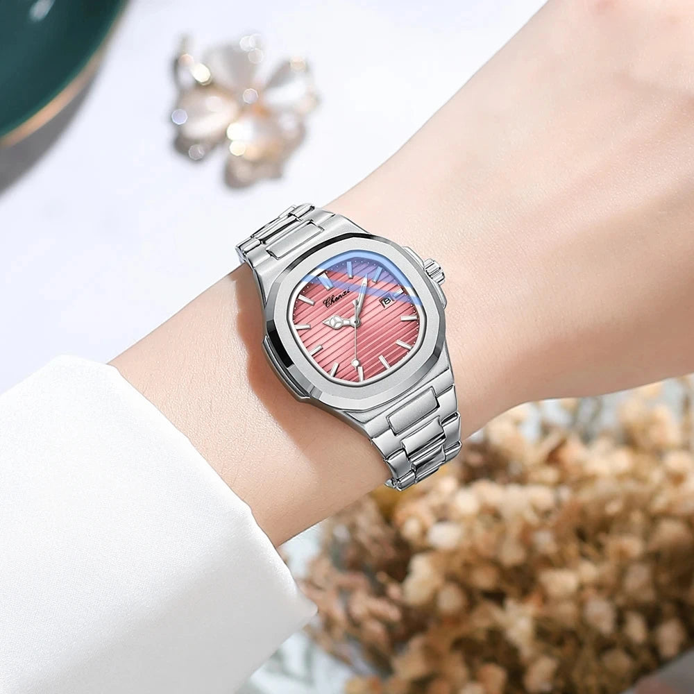 Women's Quartz Watch Pink Fashion Striped Dial in USA