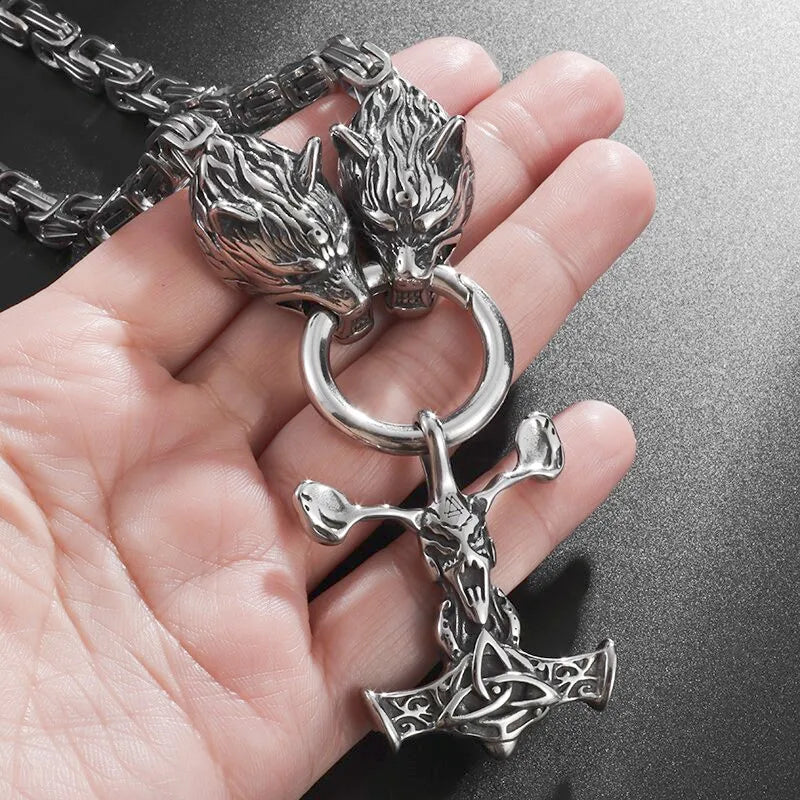 Stainless Steel Nordic Celtic Hammer Pendant Necklace in USA