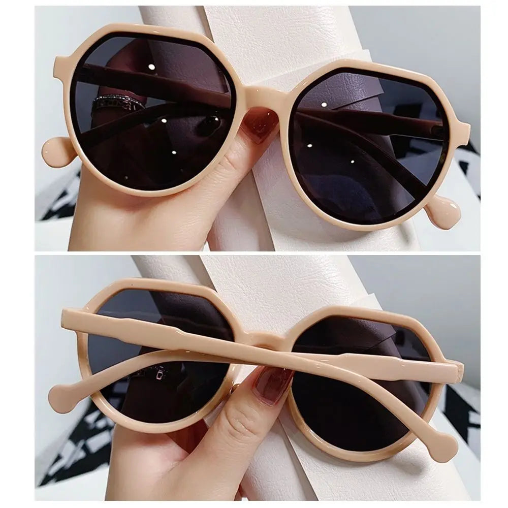 Fashion Jelly Women's Sunglasses Unique Beige Round in USA