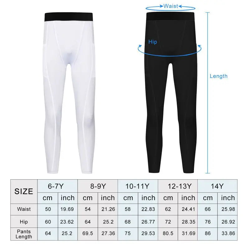 Exercise Compression Pants Base Layer Kids Fitness in USA