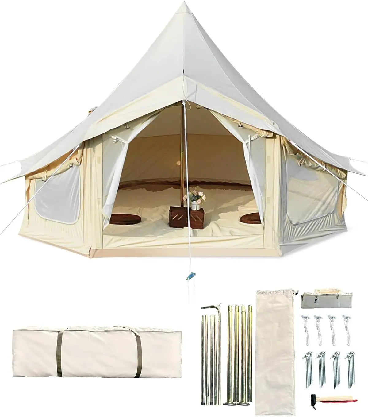 Portable Canvas Yurt Tent Stove Jack,Large Family Camping in USA