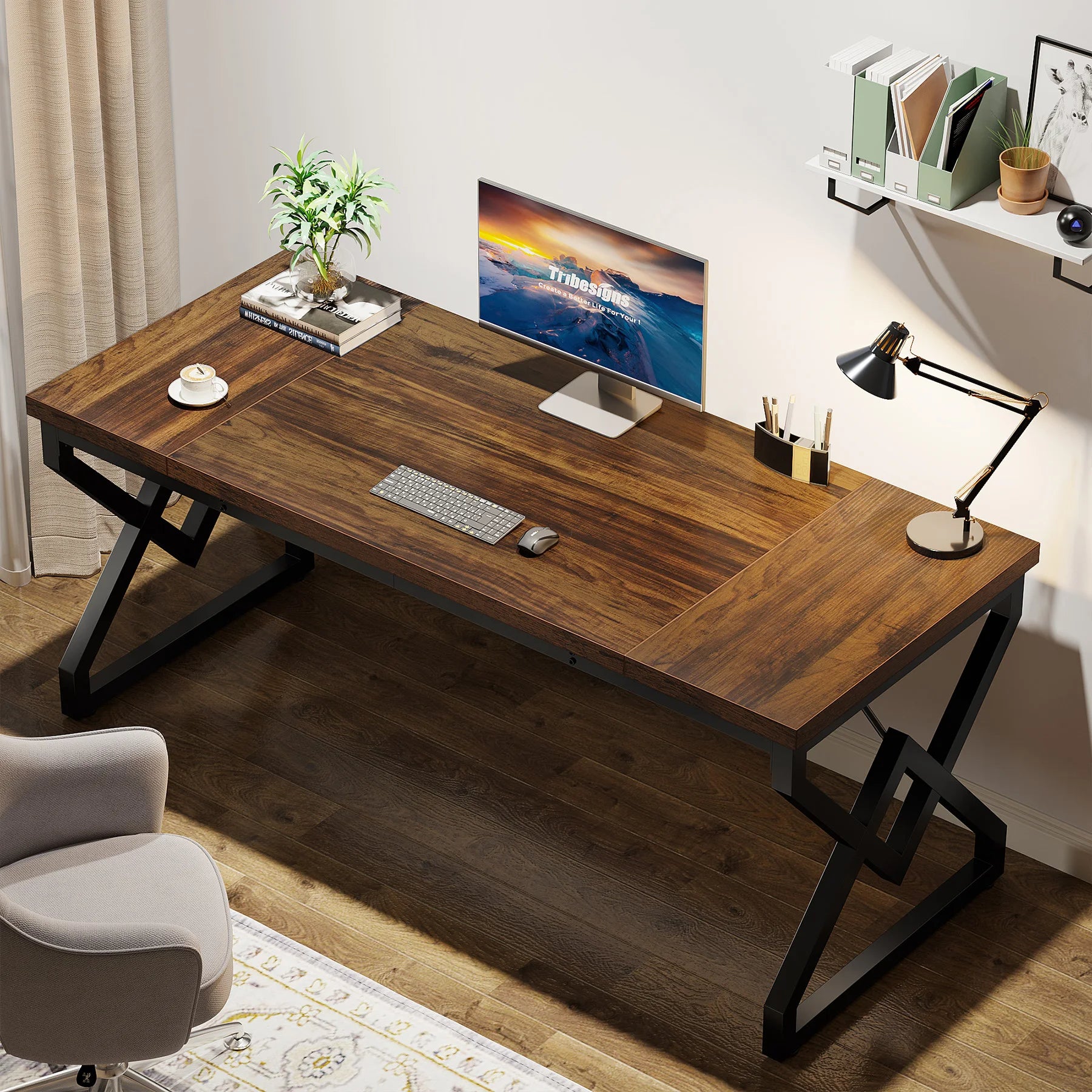 Tribesigns Executive Desk, Office Desk Extra Thickened Woode IN USA.