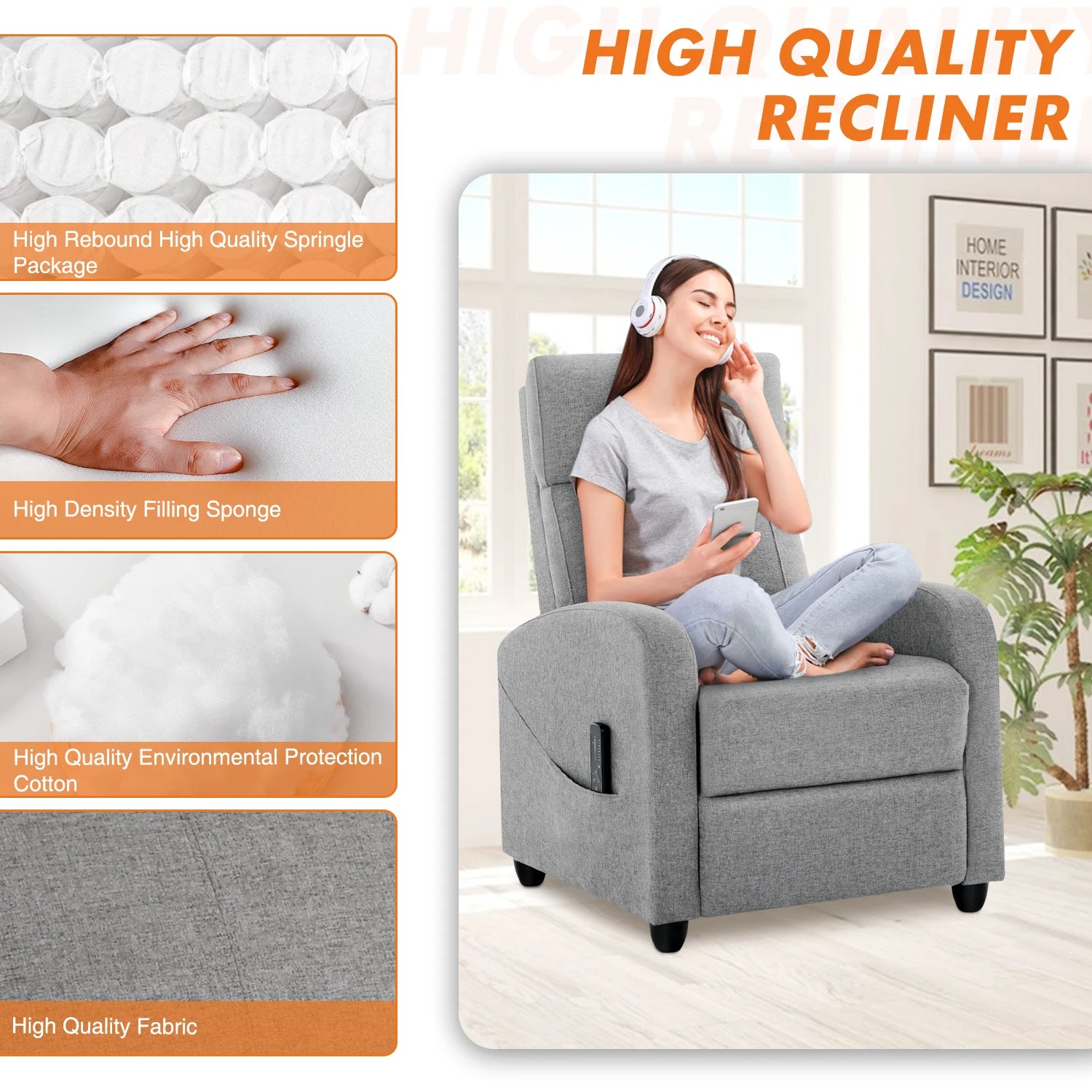 JHK Recliner Chair Massage Reclining Adults Comfortable in USA.