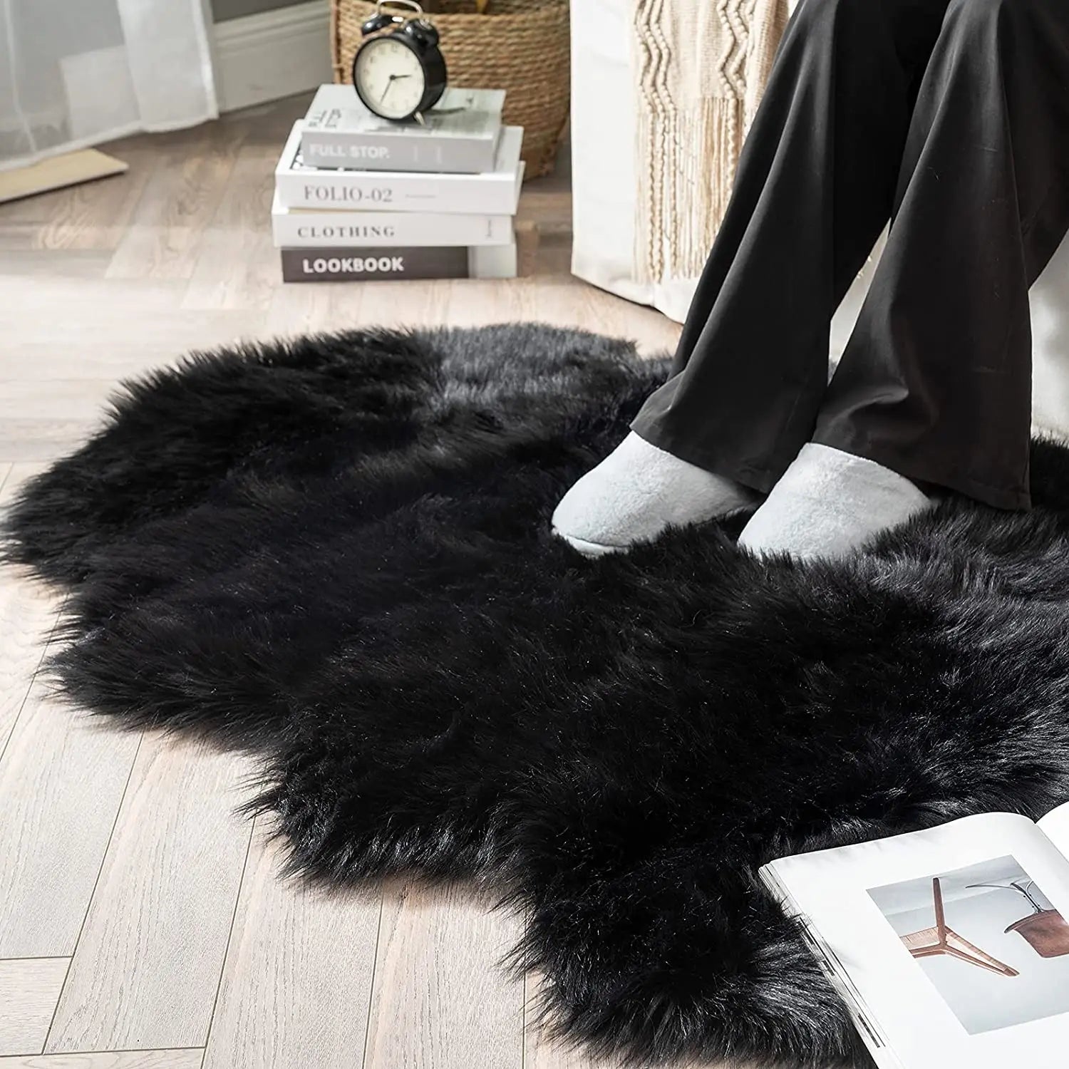 Soft Sheepskin Bedroom Carpet Imitation Wool Pad Long Hair