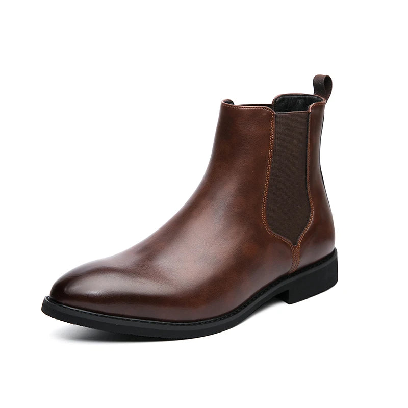 New Chelsea Boots Men Shoes PU Brown Fashion Versatile in USA