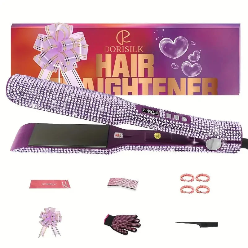 Rhinestone Flat Iron Titanium Hair Straightener Dual Voltage in USA