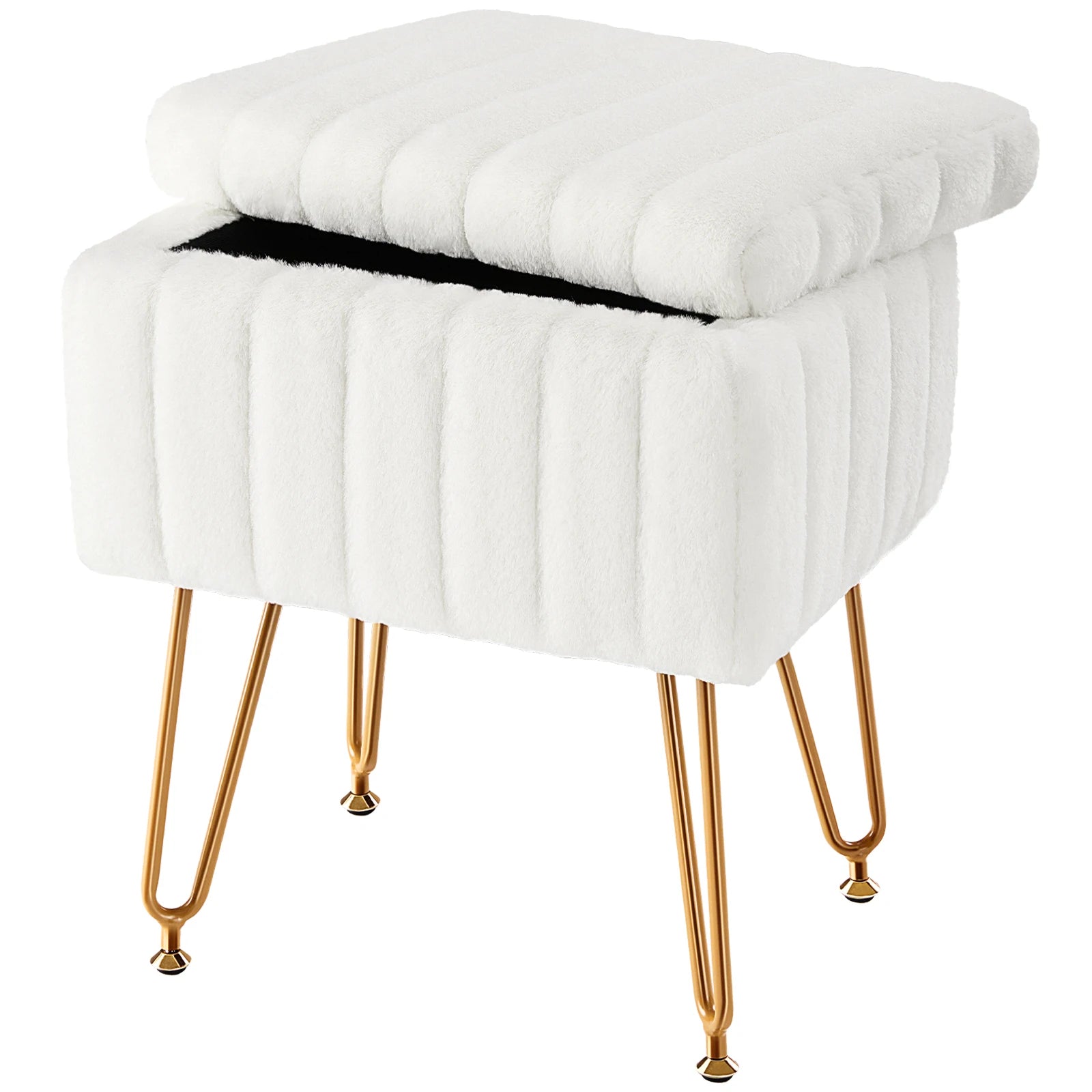 JHK Faux Fur Living Room Hidden Storage Footstool IN USA.