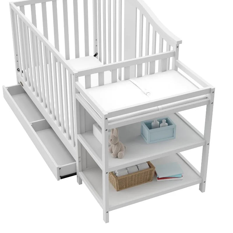 Convertible Crib Changer with Drawer (White) in USA