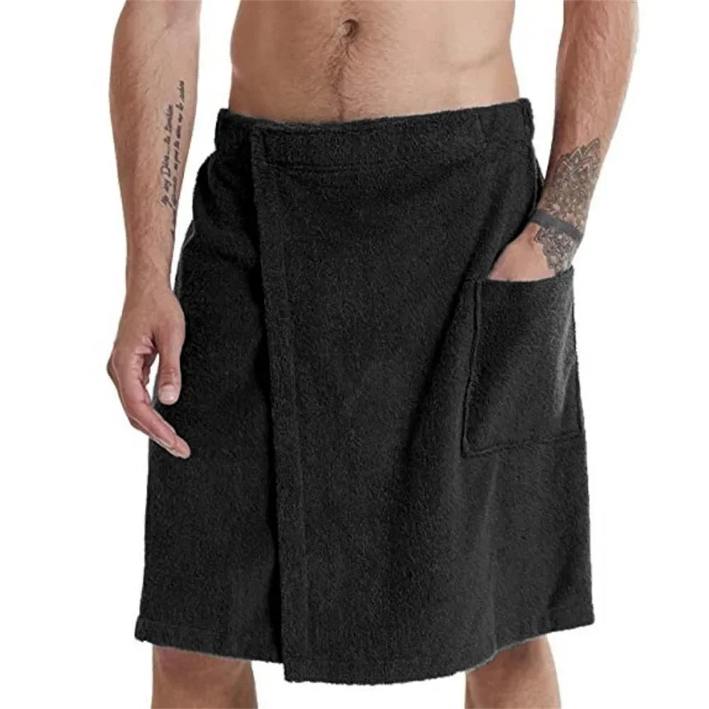 Men Soft Wearable Bath Towel Pocket Bathrobes Shower in USA