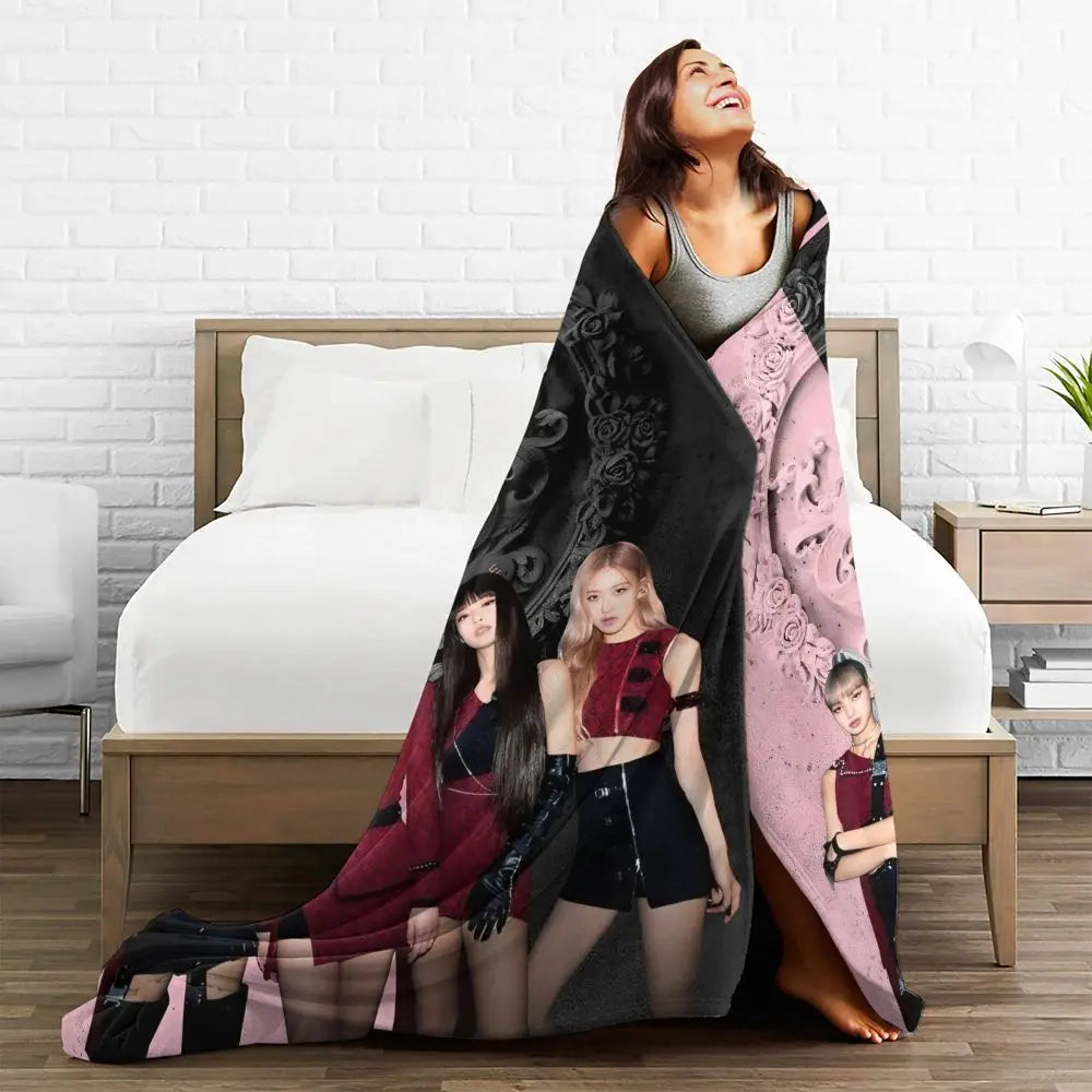 Music Idol Black-Pinks Girl Blankets Flannel All Season in USA