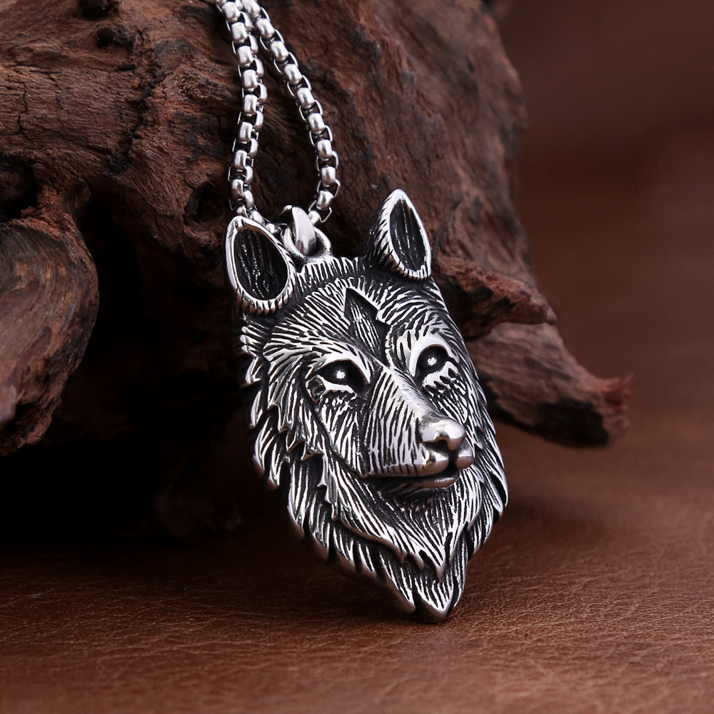 Fashion Vintage Viking Wolf Head Pendant Men Boy Pun in USA