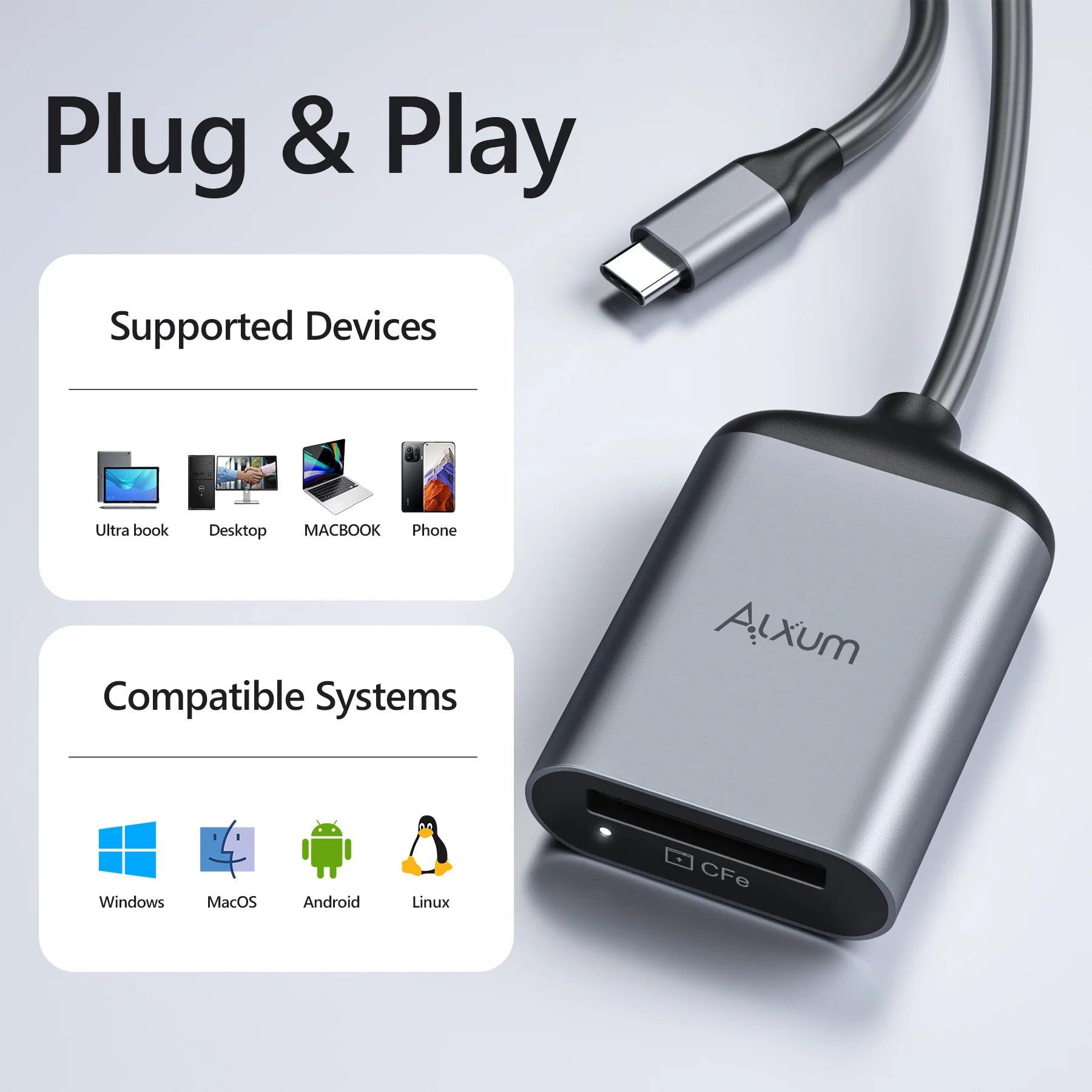 Alxum CFexpress Type A Card Reader USB C 3.1 Gen 2 10Gbps in USA.