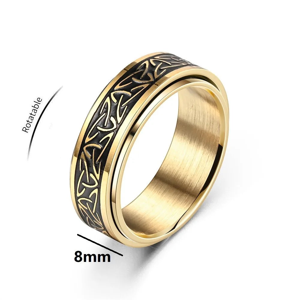 Viking Celtic Knot Rune Rotating Anxiety Joint Ring Men in USA