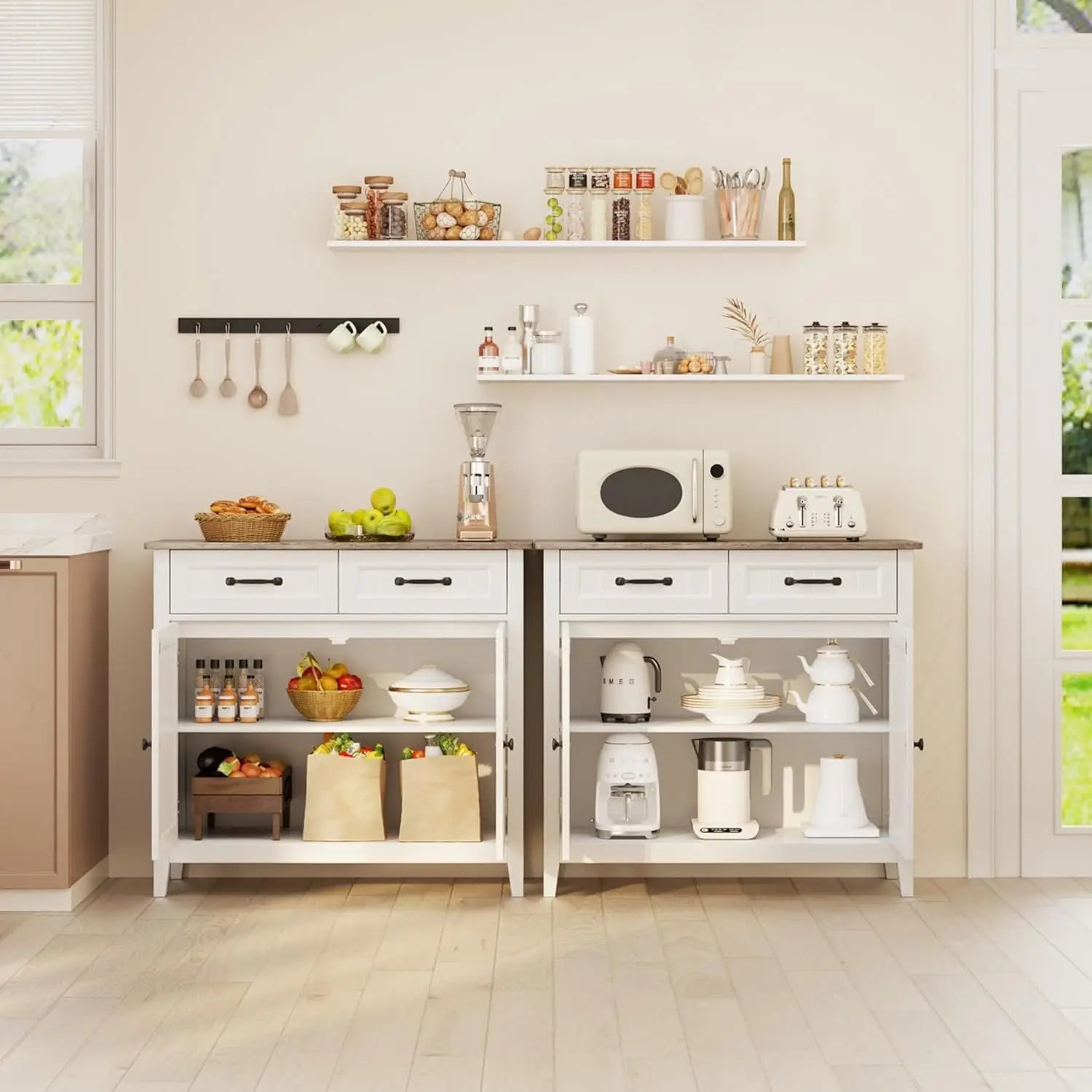 Kitchen Sideboard Buffet Cabinet, Large Kitchen Storage IN USA.