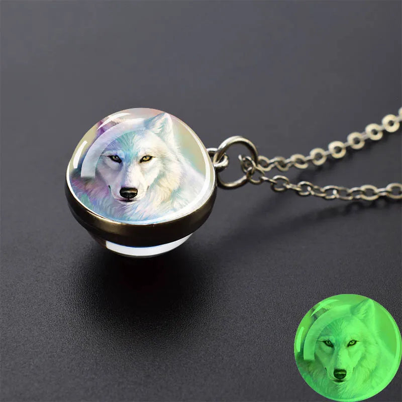 Glow Dark Wolf Necklaces Howling Wolf Head in USA