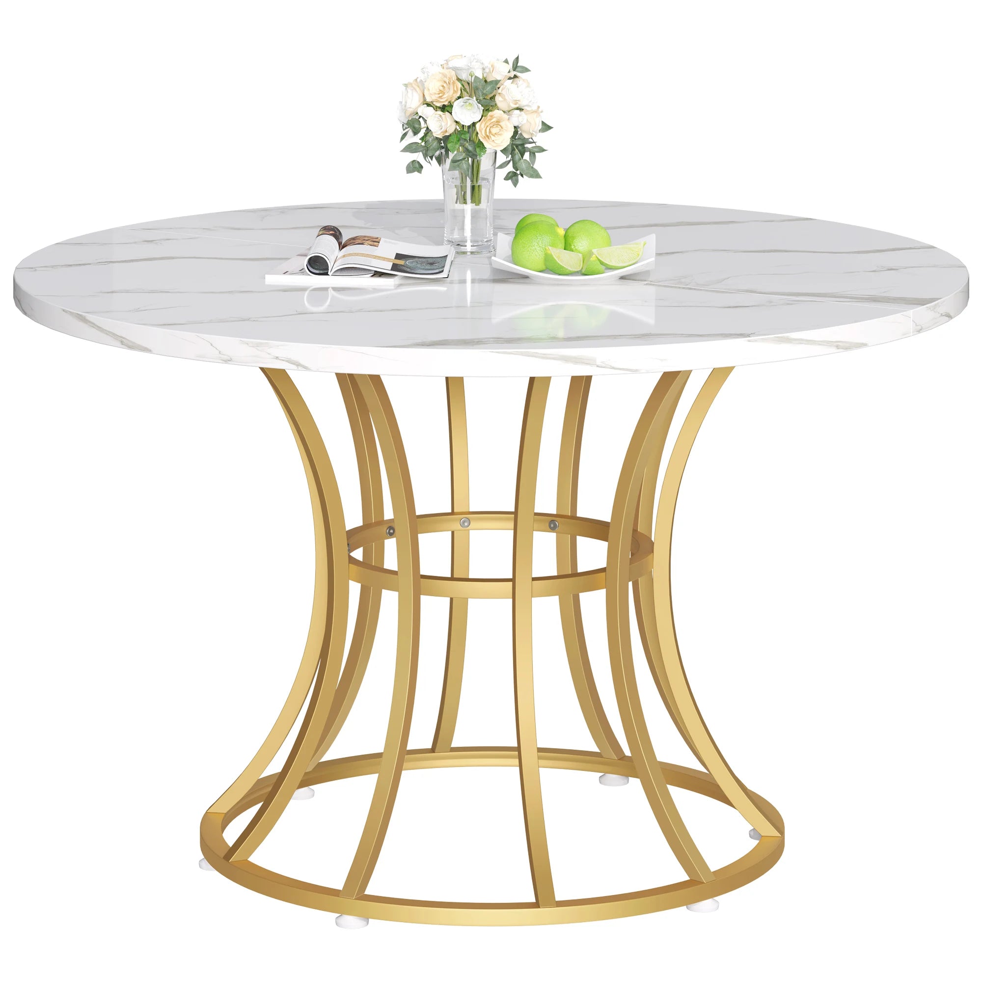 Dining Table Round Marble Pedestal Dinner IN USA.