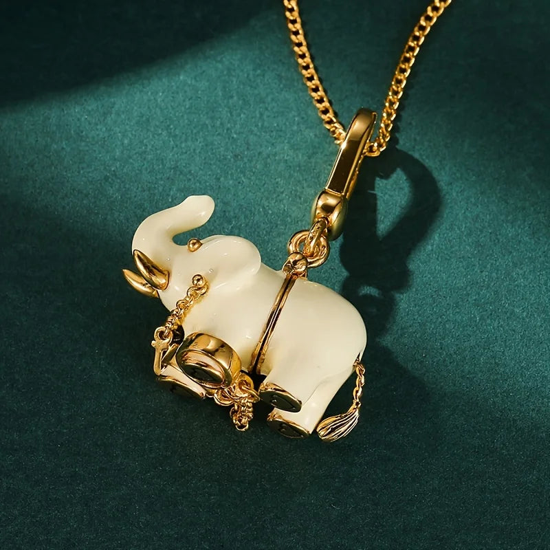 Fashion Enamel Openable Elephant Pendant Necklace Women in USA