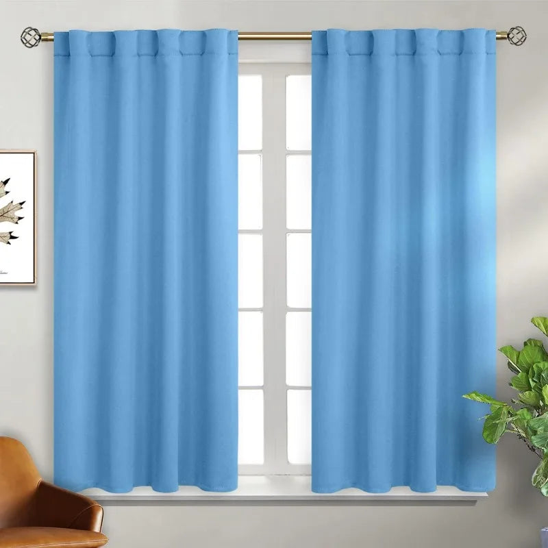 Navy Blue Elegant Blackout Curtains Rod Pocket in USA