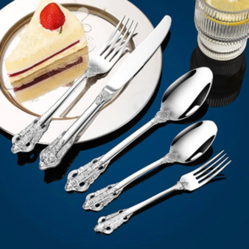 stainless steel Gold Cutlery Set Vintage Western Dinnerware