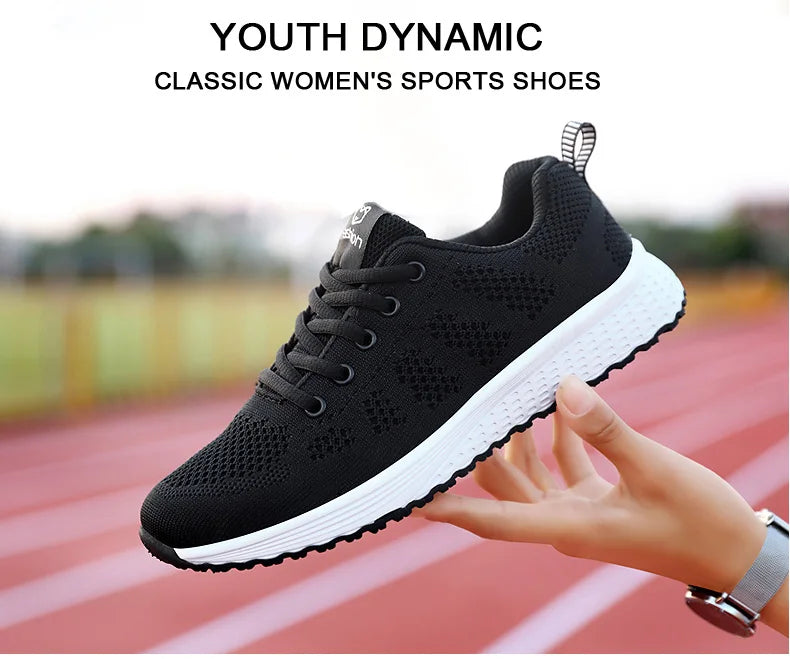 Women Casual Shoes Breathable Walking Mesh Lace Up Flat Shoes in USA