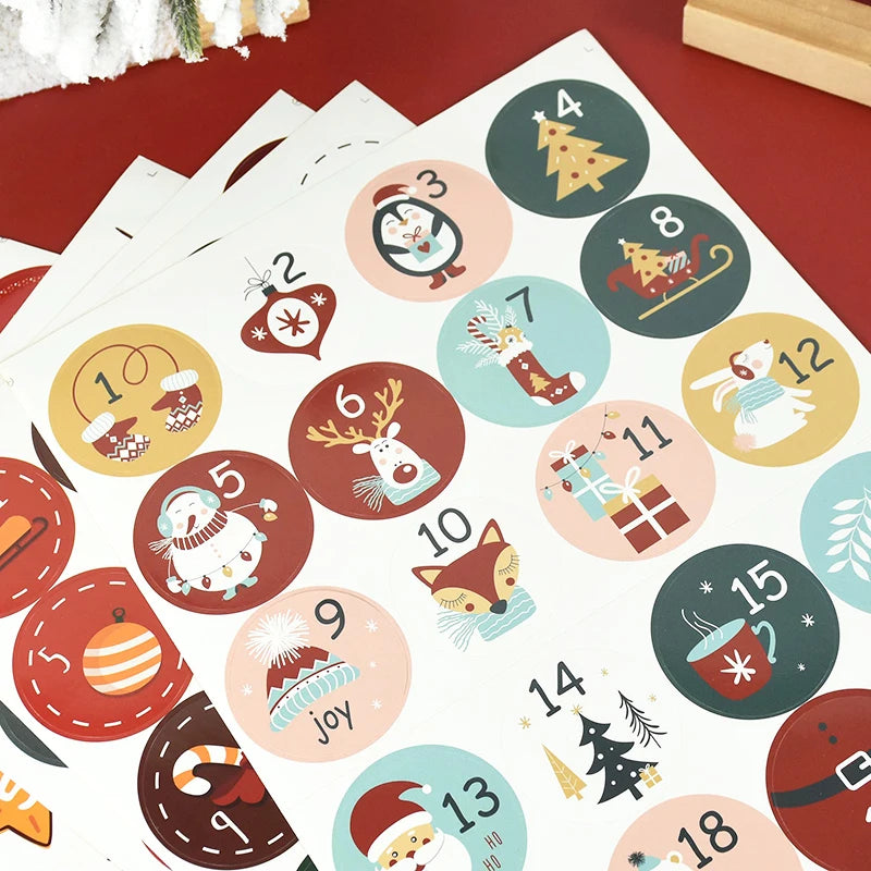 Christmas Countdown Gift Number Stickers Label Advent Calendar Xmas Gi