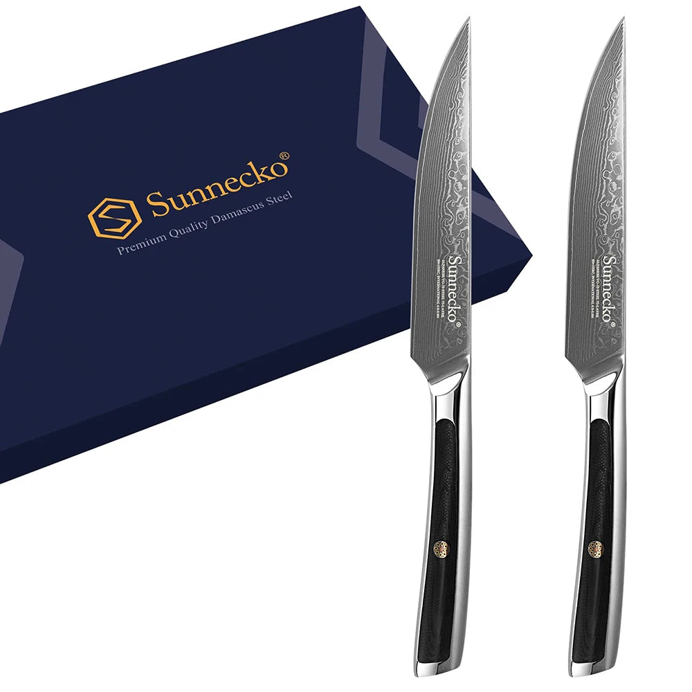 Sunnecko Utility Steak Knives High Quality VG10 Damascus in USA.