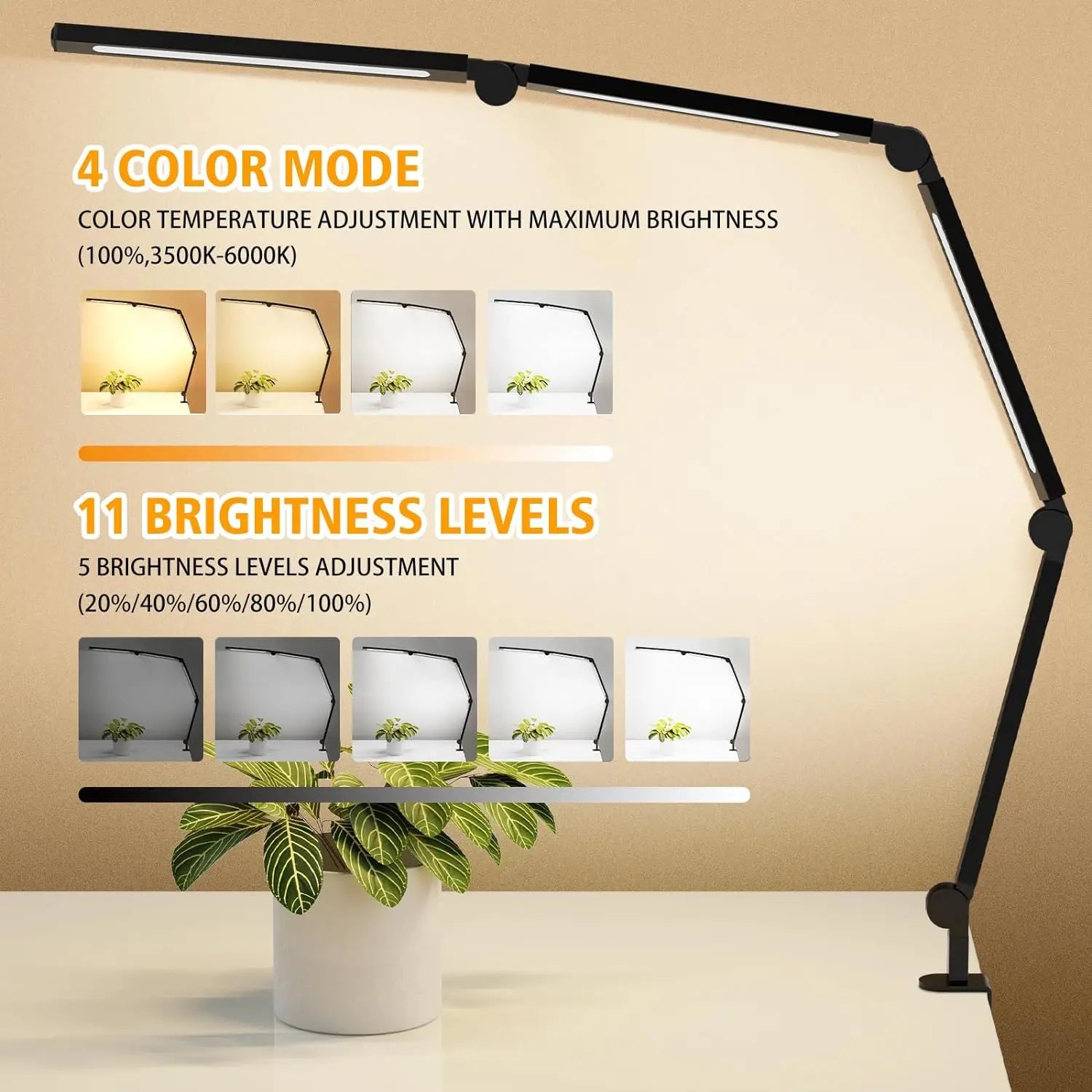 LED Desk Lamp Clip, Multi-Angle Flexible Segment Light Source IN USA.