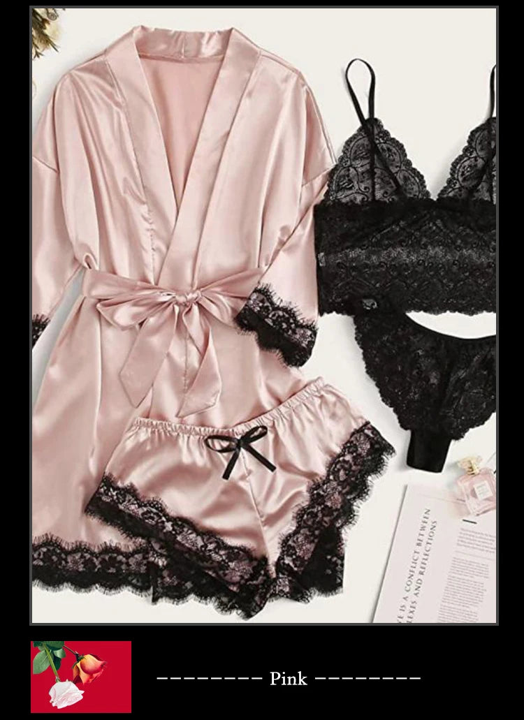 Woman Sleepwear Pajamas Ser Robe Sexy Lace in USA