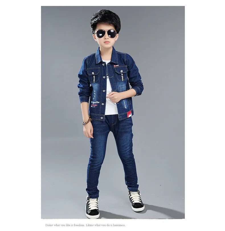 Children's Two Piece Set Kids Clothing Boys Denim Set in USA