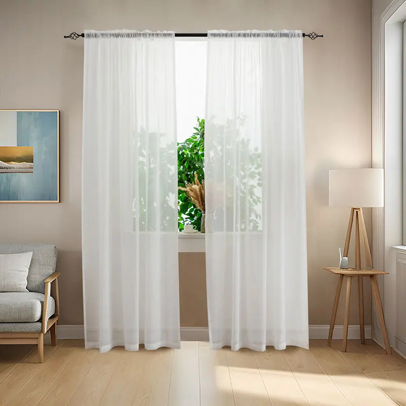 Solid Color Sheer Curtains Elegant Rod Pocket Window in USA